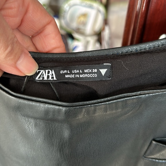 ZARA faux vegan leather pinafore overall dress size large - Picture 3 of 12